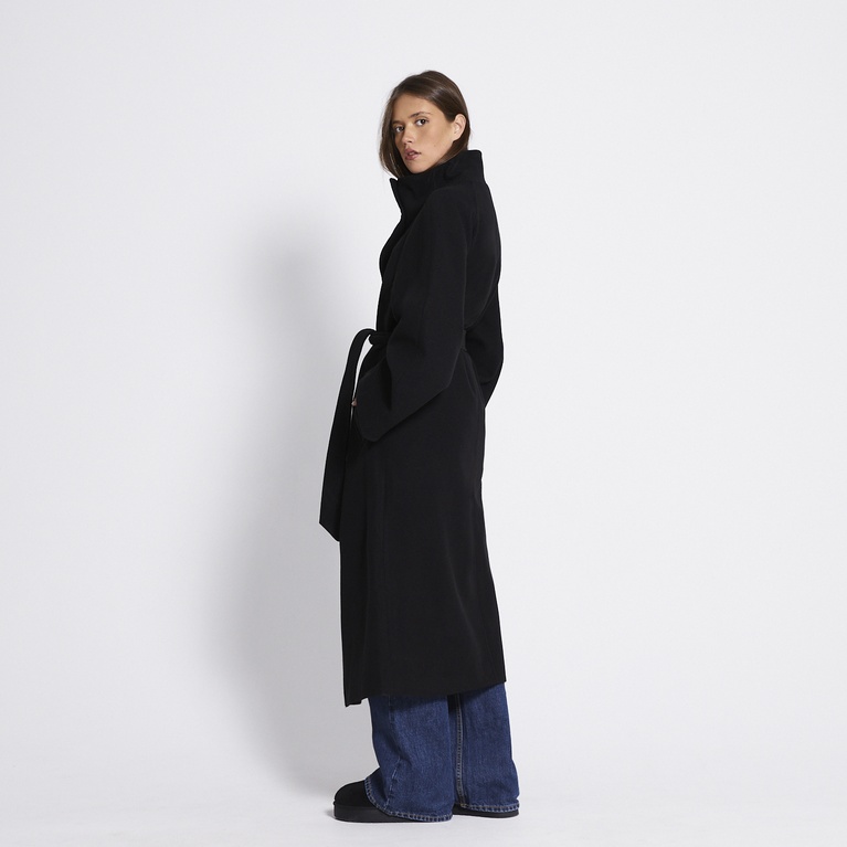 Long high-neck belted coat "Victoria" Black